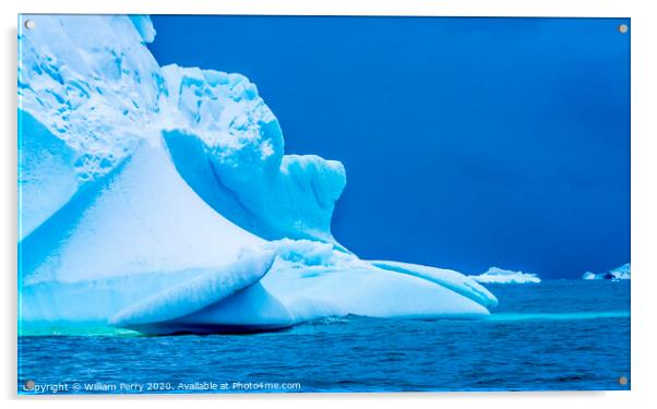Floating Blue Iceberg Closeup Water Antarctica Acrylic by William Perry