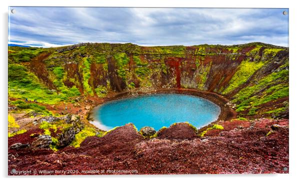 Kerio Volcano Crater Lake Golden Circle Iceland Acrylic by William Perry