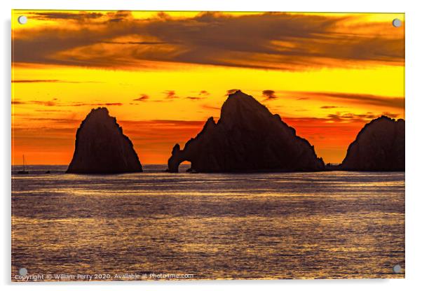 Sunset The Arch Cabo San Lucas Mexico Acrylic by William Perry