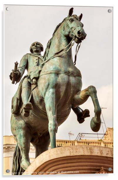 King Carlos III Equestrian Statue Puerta del Sol Madrid Spain Acrylic by William Perry