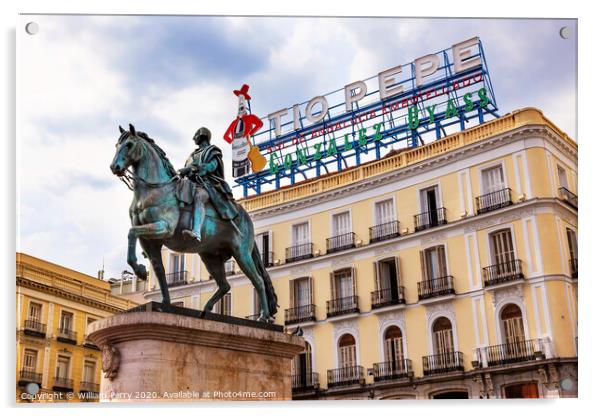 King Carlos III Equestrian Statue Puerta del Sol Madrid Spain Acrylic by William Perry