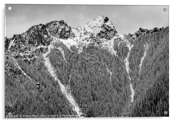 Black White Mount Si Snow North Bend Washington Acrylic by William Perry