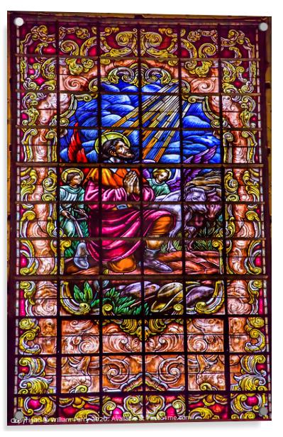 Stained Glass Jesus Basilica Santa Iglesia Collegiata de San Isidro Madrid Spain Acrylic by William Perry