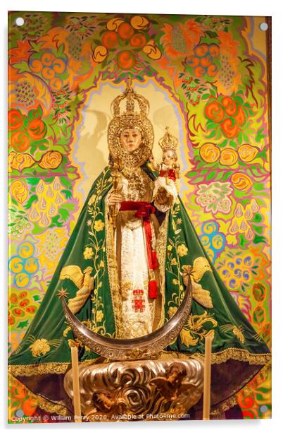 Mary Baby Jesus Crowns Statue Basilica Santa Iglesia Collegiata de San Isidro Madrid Spain Acrylic by William Perry