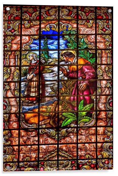 Stained Glass Peter Denial Basilica Santa Iglesia Collegiata de San Isidro Madrid Spain Acrylic by William Perry