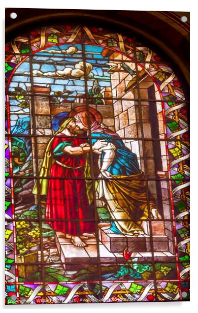 Mary Joseph Stained Glass San Francisco el Grande Madrid Spain Acrylic by William Perry