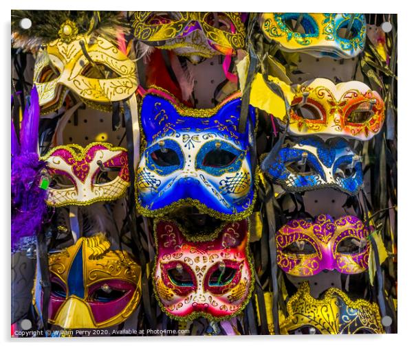 Traditional Venetian Masks Venice Italy Acrylic by William Perry