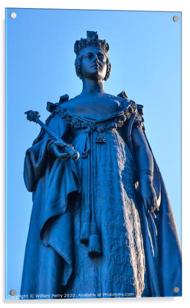 Queen Statue Provincial Capital Legislative Buildiing Victoria Canada Acrylic by William Perry