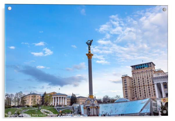 Independence Monument Berehynia  Maidan Square Kiev Ukraine Acrylic by William Perry