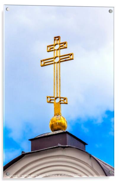 Orthodox Cross Holy Assumption Pechrsk Lavra Cathedral Kiev Ukra Acrylic by William Perry