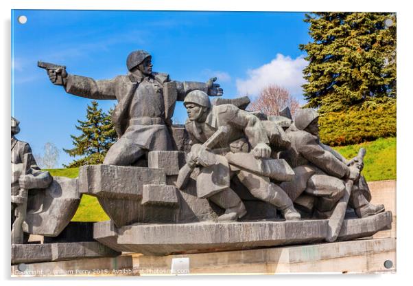 Soviet Soldiers Attacking World War 2 Monument Kiev Ukraine Acrylic by William Perry