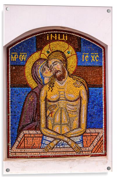 Pieta Mary Jesus Mosaic  Lavra Cathedral Kiev Ukraine Acrylic by William Perry