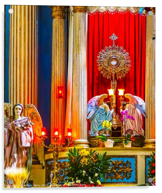 Colorful Angels Altar Church of Immaculate Concepcton Puebla Mex Acrylic by William Perry