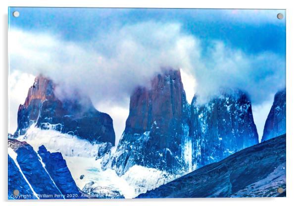 Towers Torres del Paine National Park Chile Acrylic by William Perry