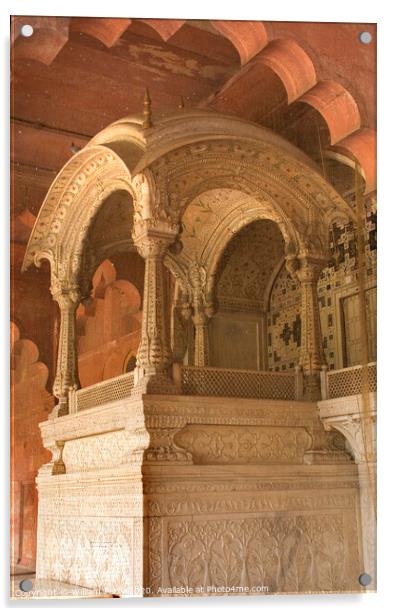 Throne Mughal Emperor Red Fort, Delhi, India Acrylic by William Perry