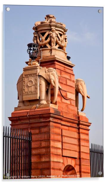Stone Elephants Rashtrapati Bhavan Gate Official Residence Presi Acrylic by William Perry