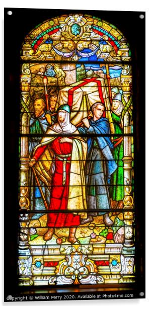 Crusaders Stained Glass King Saint Louis Cathedral New Orleans Acrylic by William Perry