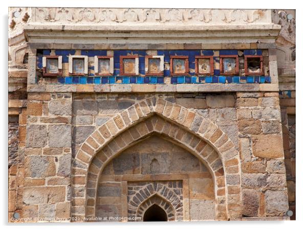 Islamic Decorations Gumbad Tomb Lodi Gardens New Delhi India Acrylic by William Perry