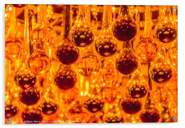 Orange Black Venetian Glass Drops Chandelier Acrylic by William Perry