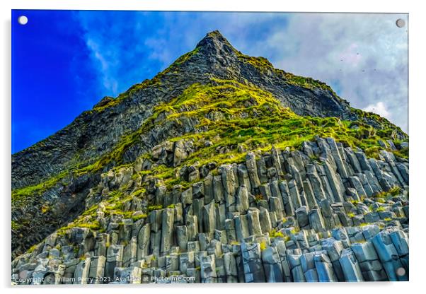 Gardar Basalt Columns Mountain Reynisfjara Black Sand Beach Icel Acrylic by William Perry