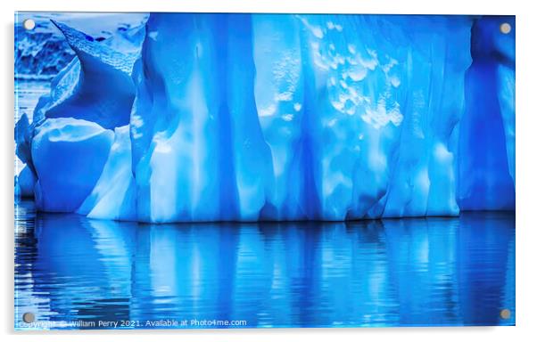Floating Blue Iceberg Reflection Paradise Bay Antarctica Acrylic by William Perry