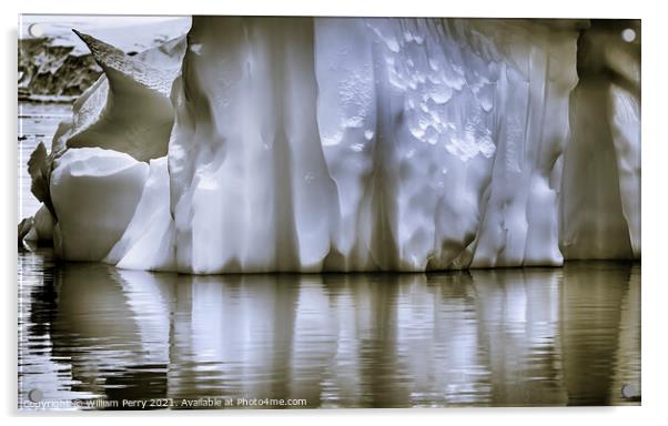 Black White ceberg Reflection Paradise Bay Antarctica Acrylic by William Perry