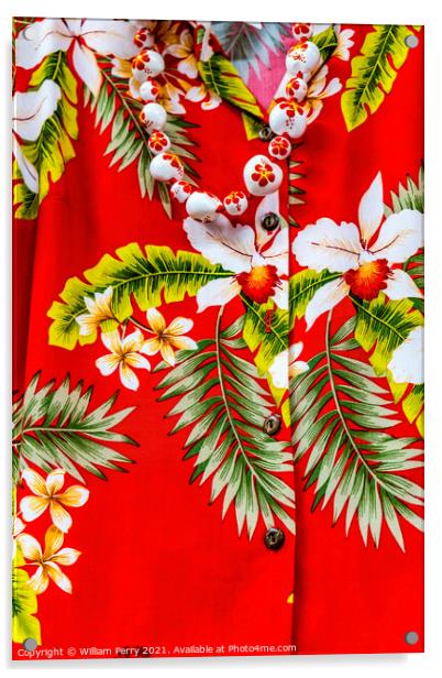 Colorful Red Hawaiian Shirt Maui Hawaii Acrylic by William Perry
