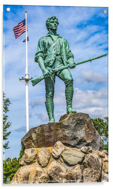 Minuteman Patriot Statue Battle Green Common Lexington Massachus Acrylic by William Perry