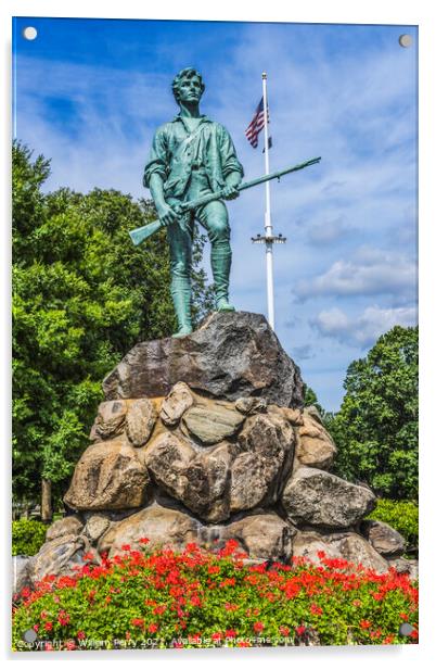 Minuteman Patriot Statue Battle Green Common Lexington Massachus Acrylic by William Perry