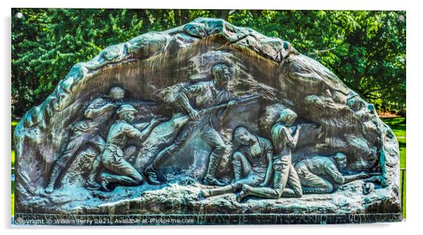 Lexington Minute Men Bronze Relief Battle Green Massachusetts Acrylic by William Perry