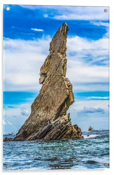 Tall Rock Formation Water Cabo San Lucas Mexico Acrylic by William Perry