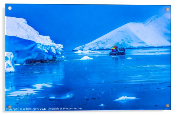 Snowing Boat Snow Mountains Paradise Bay Skintorp Cove Antarctic Acrylic by William Perry