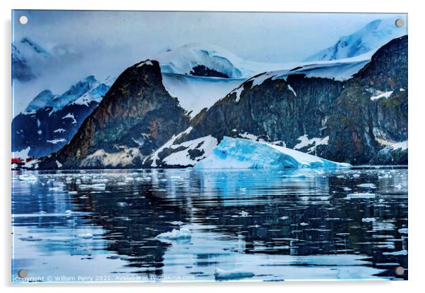 Snowing Argentine Station Paradise Harbor Antarctica Acrylic by William Perry