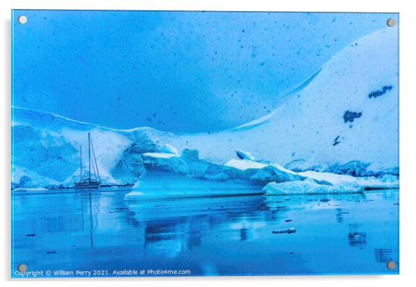 Saibloat Icebergs Glacier Snow Mountains Paradise Bay Antarctica Acrylic by William Perry