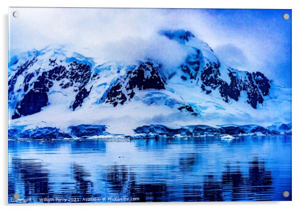 Blue Glacier Snow Mountains Reflection Paradise Bay Antarctica Acrylic by William Perry