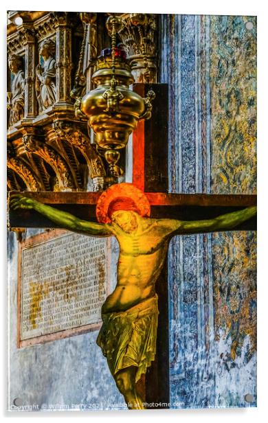 Christ Crucifixion Painting Frari Church Venice Italy Acrylic by William Perry