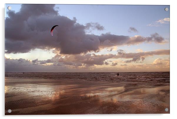 Kite Surfing at Ainsdale Acrylic by Wayne Molyneux