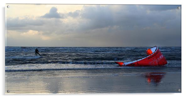 Ainsdale Kite Surfer Acrylic by Wayne Molyneux