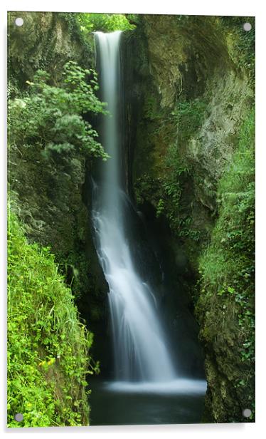 Waterfall at Dyserth Acrylic by Wayne Molyneux