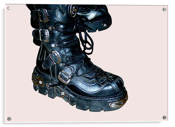 Black Leather Boots Acrylic by Wayne Molyneux