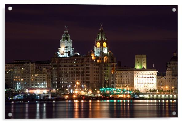 Liverpool Pierhead at Night Acrylic by Wayne Molyneux
