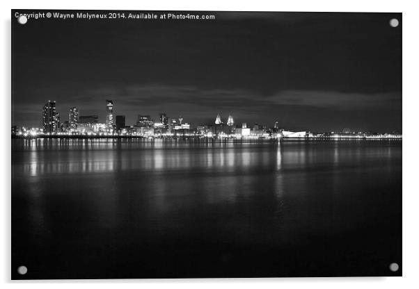 Liverpool at Night Acrylic by Wayne Molyneux