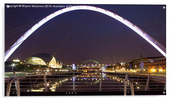 River Tyne Nightscape Acrylic by Wayne Molyneux