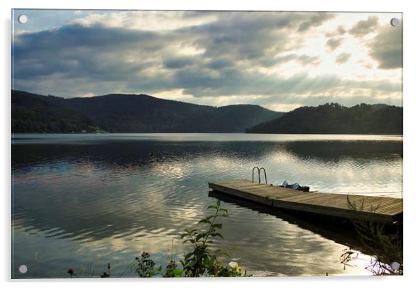 A wide angle view of Roznowskie lake against drama Acrylic by Arpan Bhatia