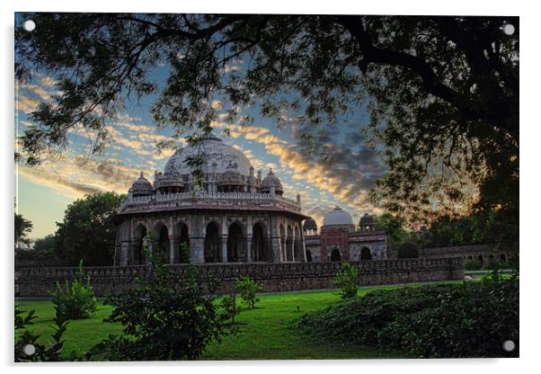 Sunset view of Tomb located in Lodhi Garden in Del Acrylic by Arpan Bhatia
