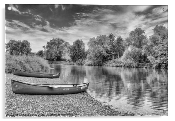 Pit Stop at Hay on Wye in monochrome Acrylic by Adele Loney