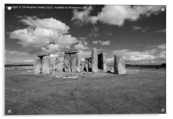 Stonehenge in monochrome Acrylic by Christopher Keeley