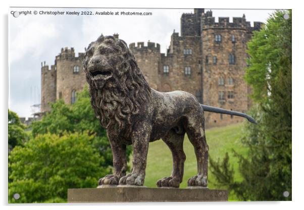Lion statue at Alnwick Castle Acrylic by Christopher Keeley