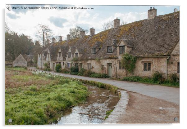 Cotswolds Arlington Row cottages in Bibury Acrylic by Christopher Keeley