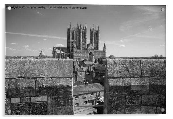 Lincoln Cathedral and castle walls Acrylic by Christopher Keeley